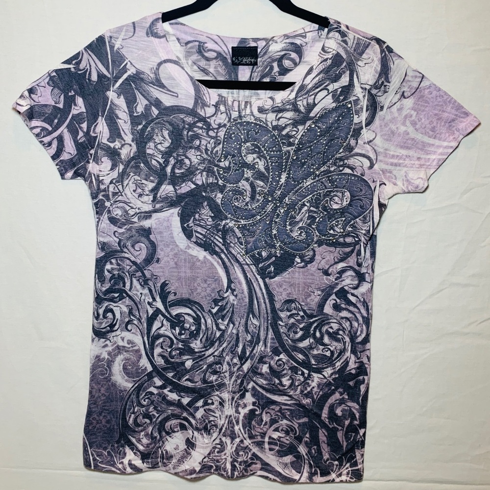Women’s XL Daytrip Pink Fleur de Lis Short Sleeve